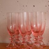 6 Italian pink crystal champagne flutes