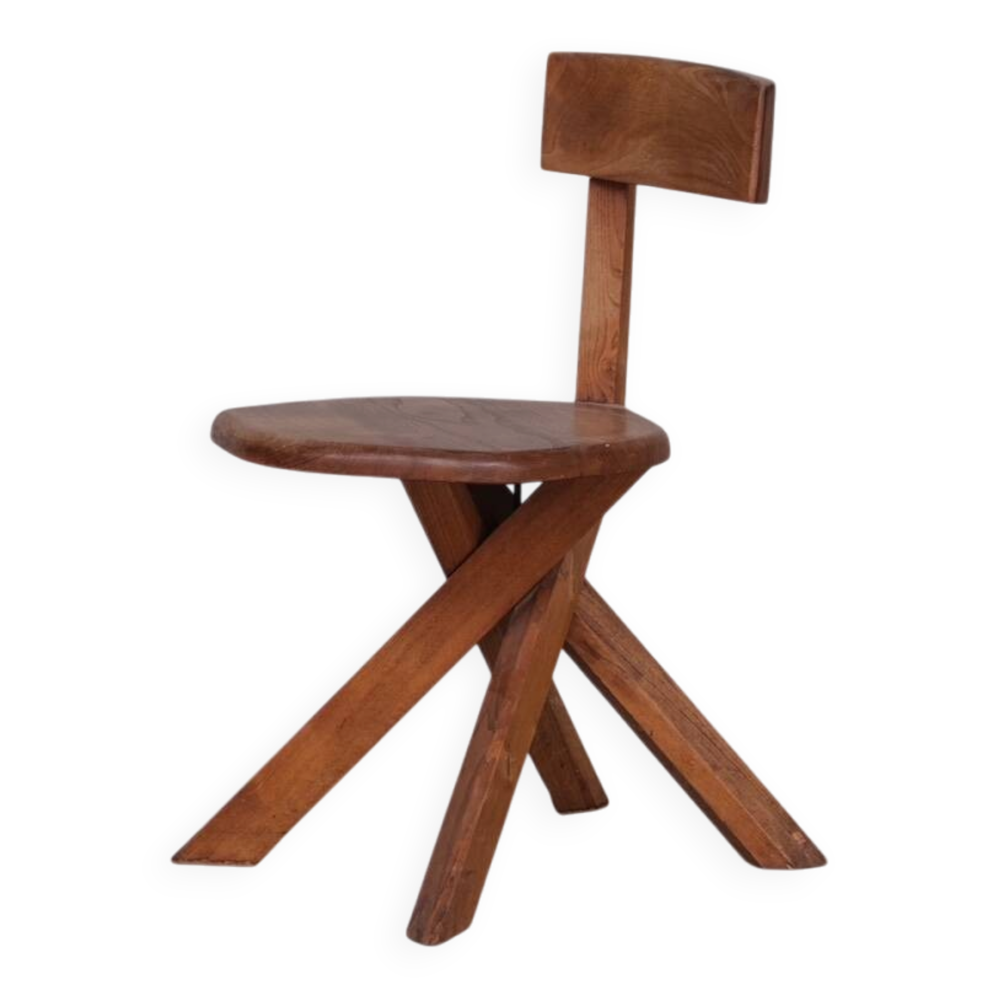 Pierre Chapo French Mid-Century Elm S34 Chair (4 Available)