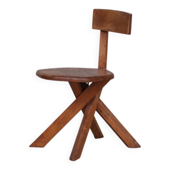 Pierre Chapo French Mid-Century Elm S34 Chair (4 Available)