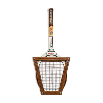 Vintage tennis racket with wooden press