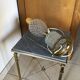 Pied de lampe en laiton et cristal