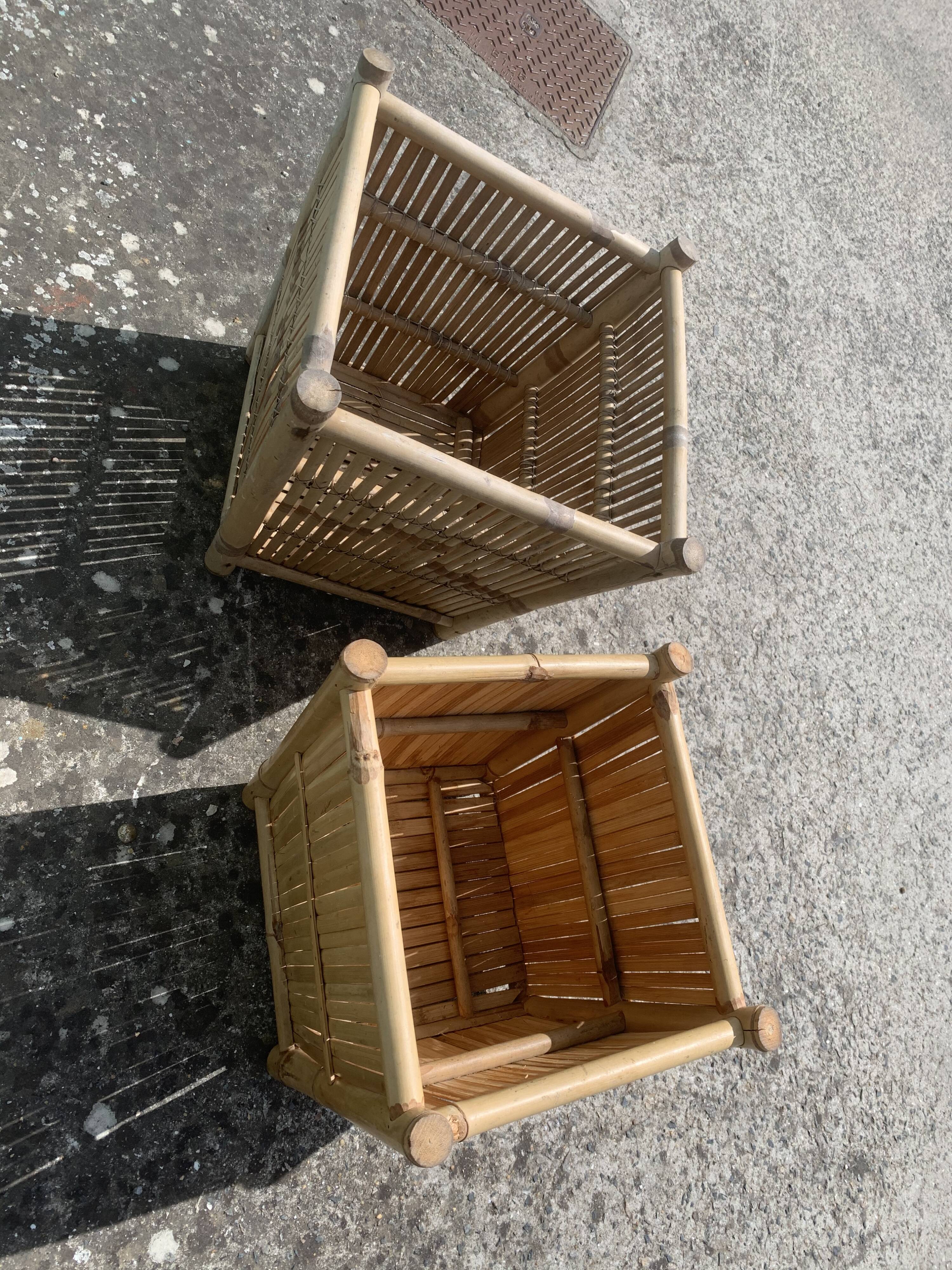 Lot of 2 bamboo pot covers