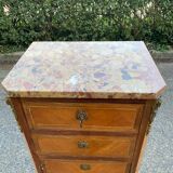 Louis XV transition XVI chest of drawers with 7 drawers in wood and marble