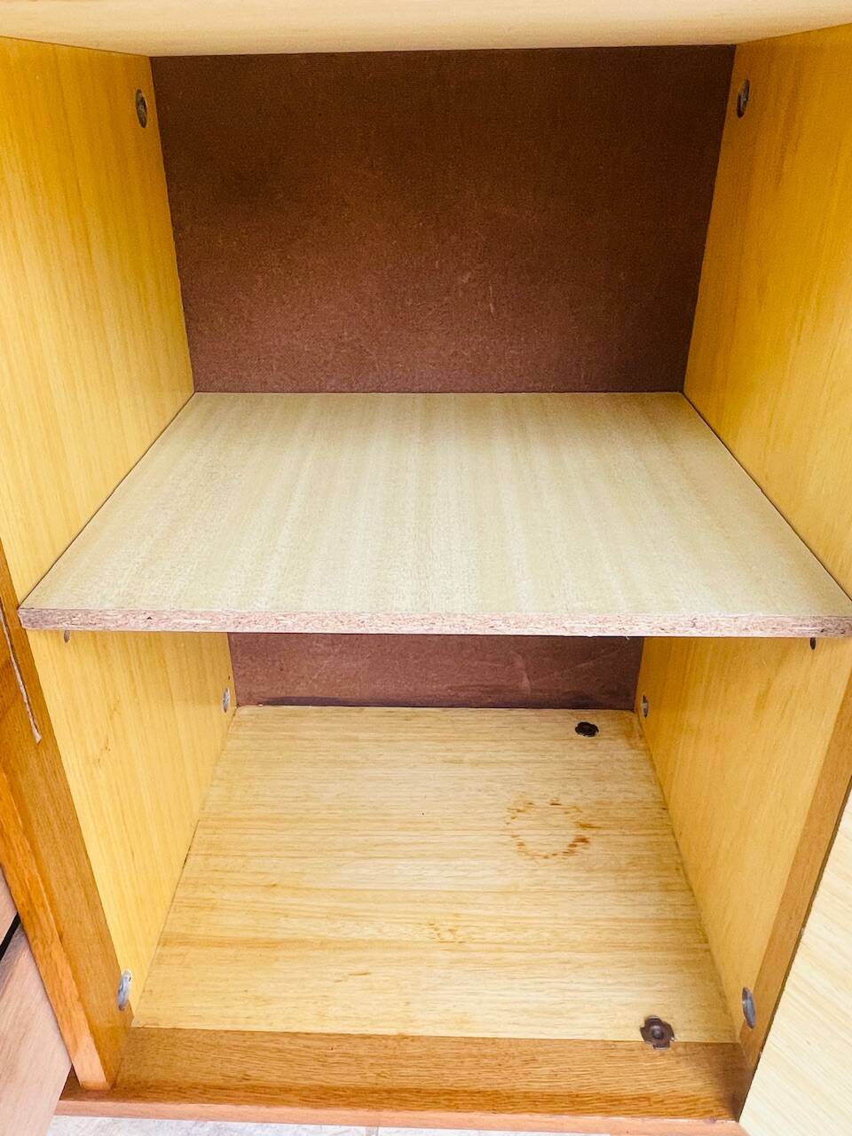 Large vintage chest of drawers with 4 drawers and oak storage, circa 1960s.