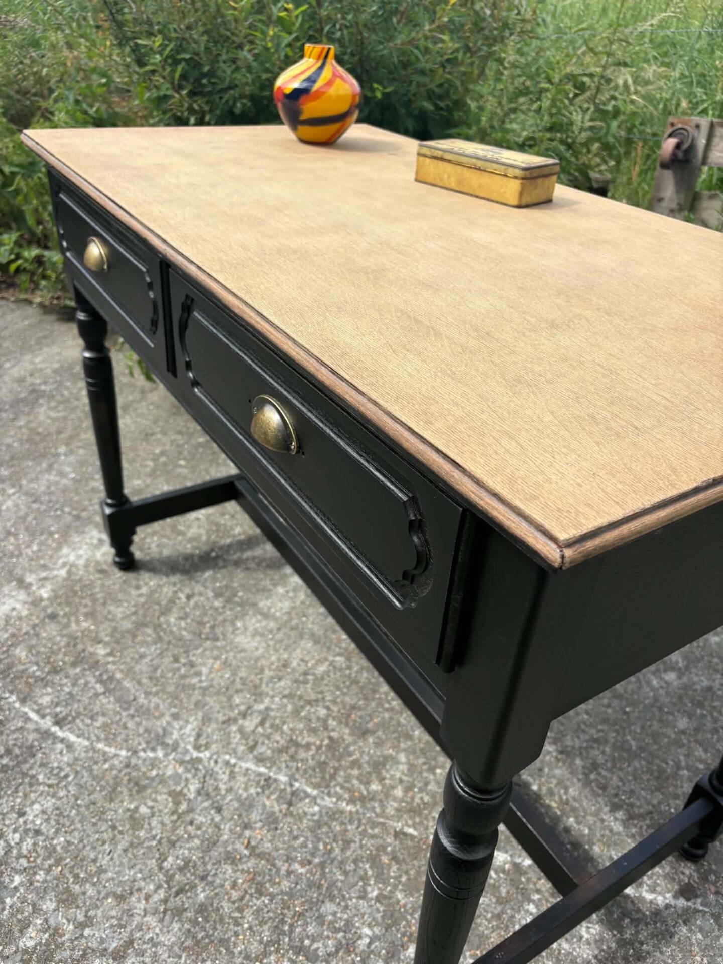 Wood and black desk