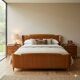 Double bed vintage in walnut veneer, design, Italy, 1950s