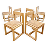 Chaises de salle à manger à siège en jonc tissé au design vintage