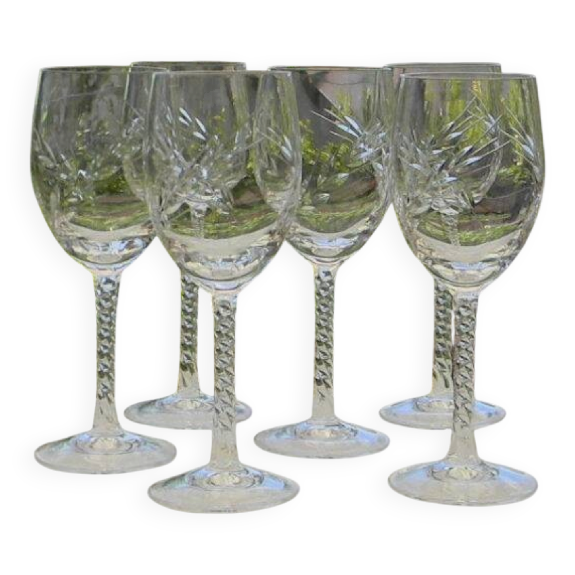 6 crystal white wine glasses from ARQUES. Epi Fleury model.