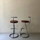 Bar stools in tubular chrome and tan leather, 1970s