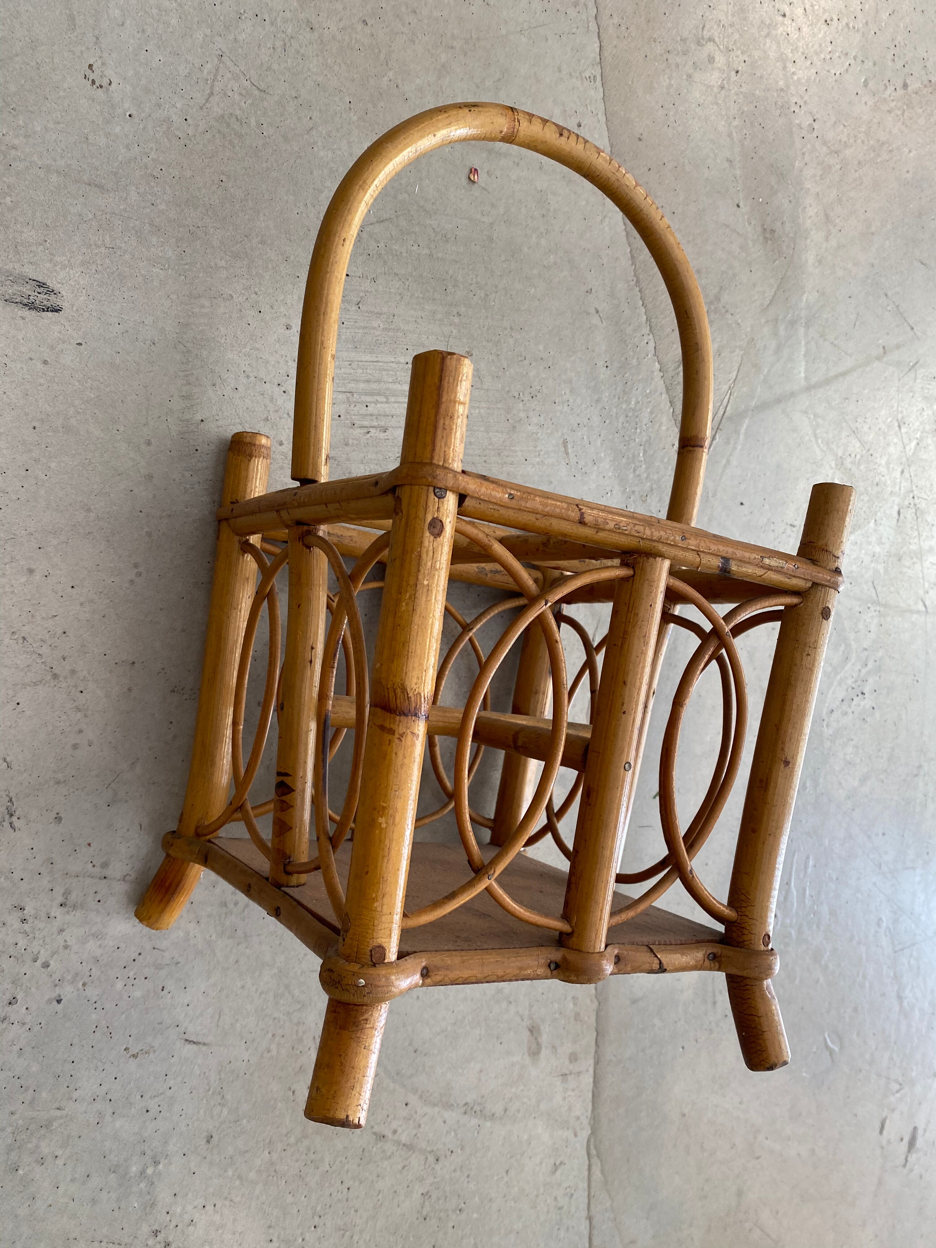 Rattan and bamboo bottle holder