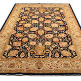 Tapis ziegler tissé à la main tapis de zone de laine bleu profond - 213x307cm