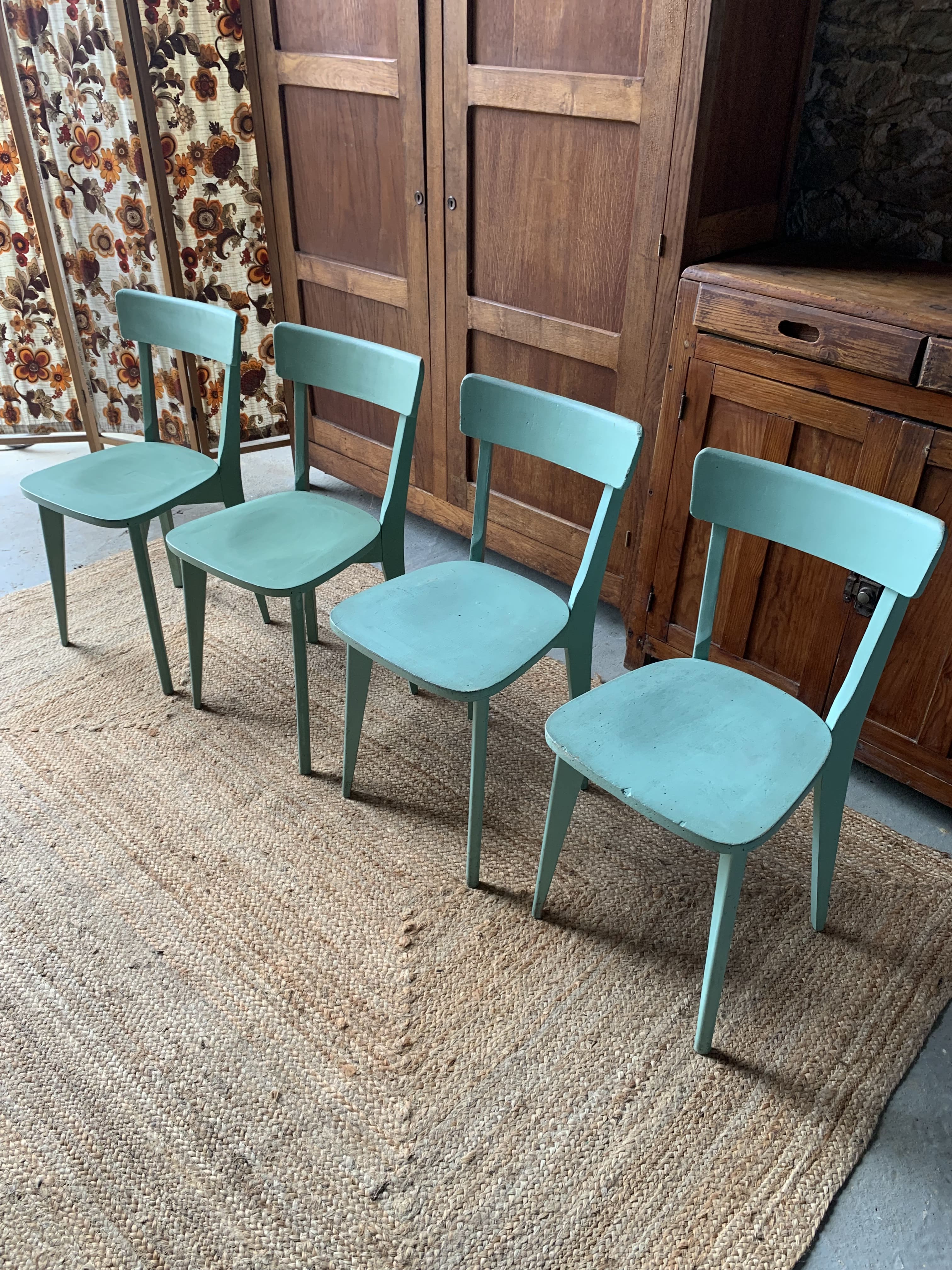 Lot de 4 chaises bistrot vertes