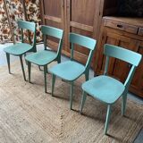 Set of 4 green bistro chairs