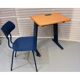 Bureau bois/bleu et chaise