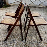4 vintage wood and canning folding chairs