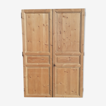 Paires de portes haussmanniens en pichepin bois brut