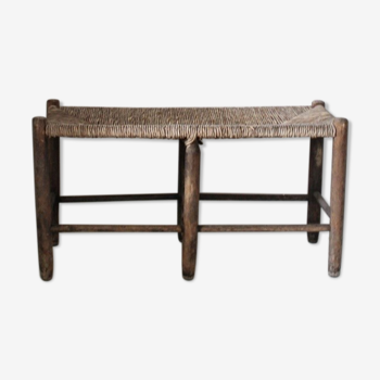 Wood and straw bench