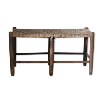Wood and straw bench
