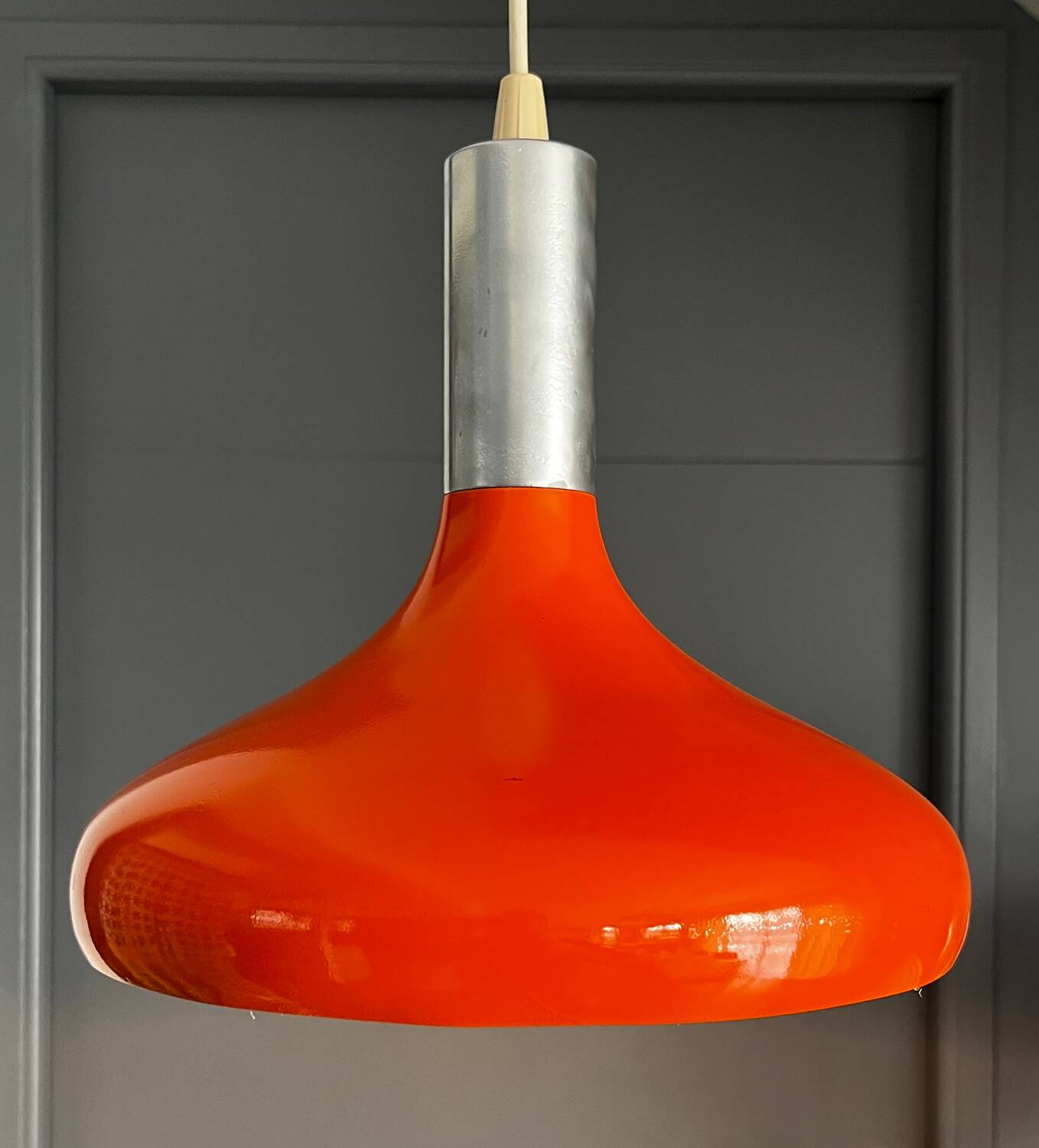 Space age orange 70s pendant light