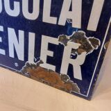 Menier Chocolat antique double-sided enamelled plate