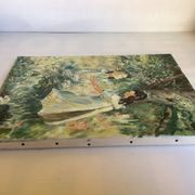 Painting of young girls in the garden, oil on canvas, signed