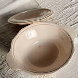 Antique pink earthenware soup tureen - Red floral decoration - Digoin