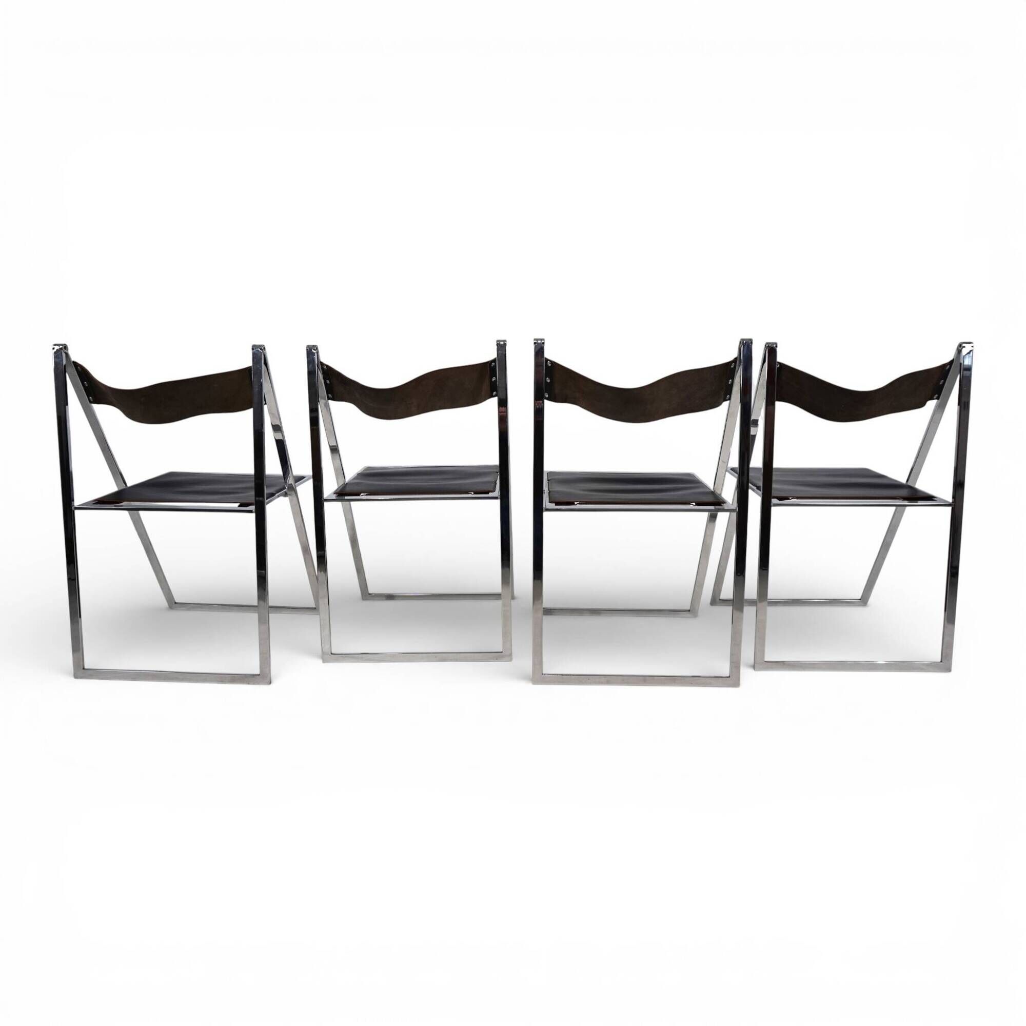 Lübke 4-piece set of folding dining chairs by Fantoni&Geraci, 1969