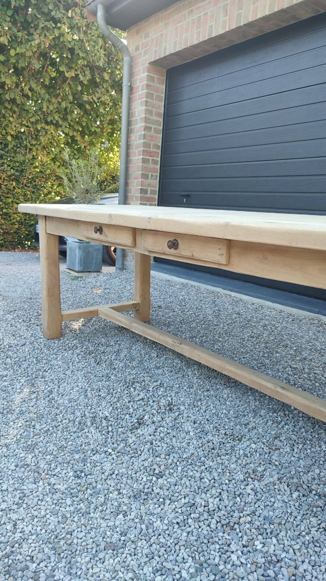 Table de ferme 3m20 chêne massif 2 rallonges