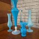 Large vintage blue and white opaline vase