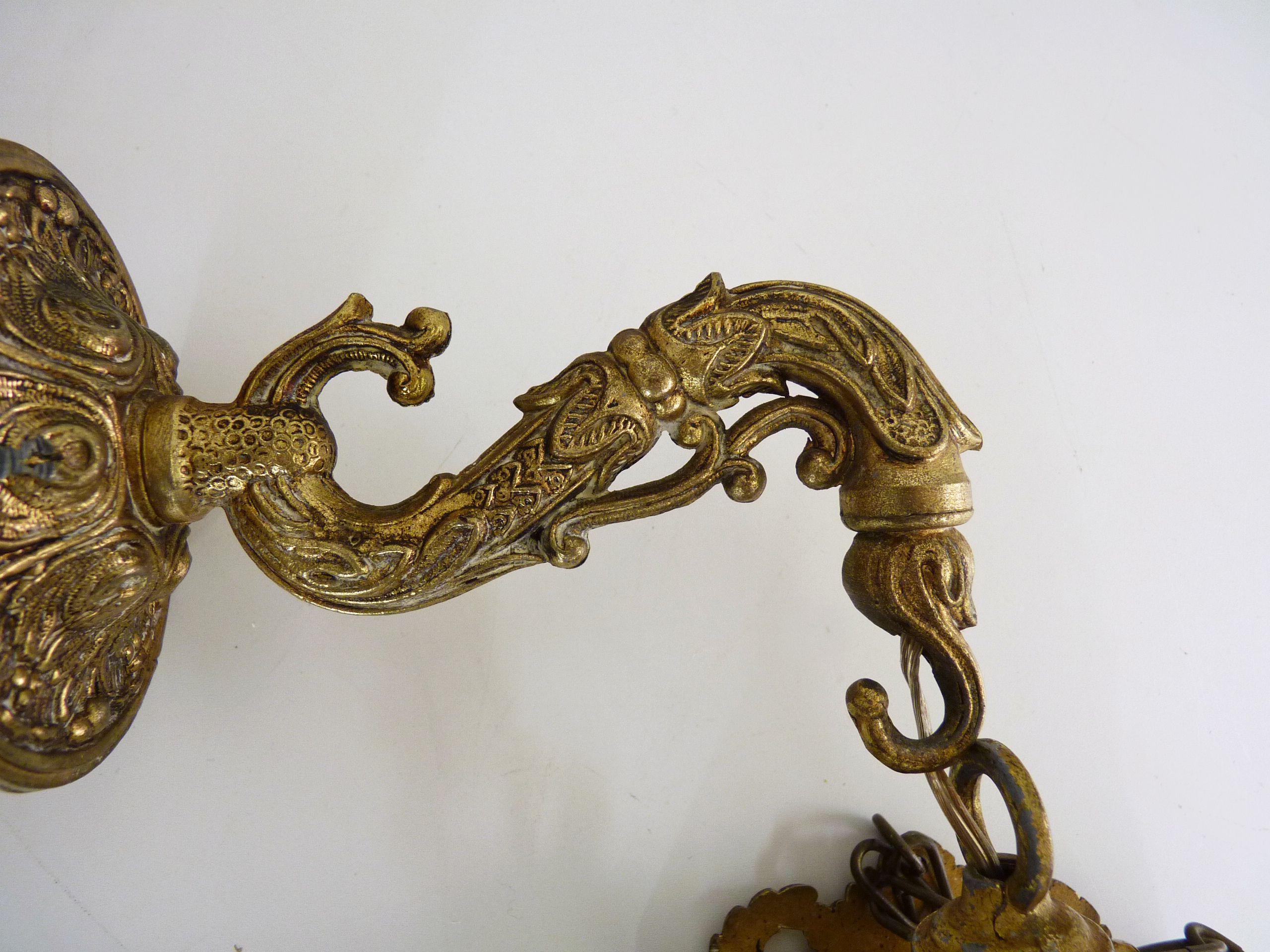 Bronze lantern wall sconce with 4 sides engraved glass