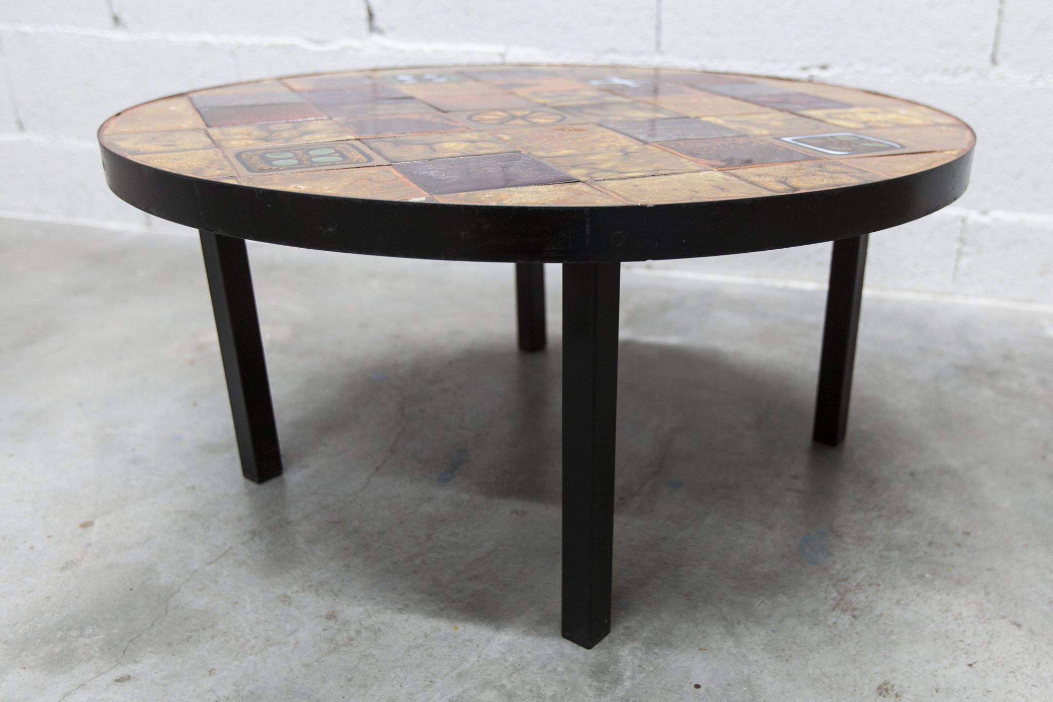 Table basse ronde céramique de Jean Gregorieff