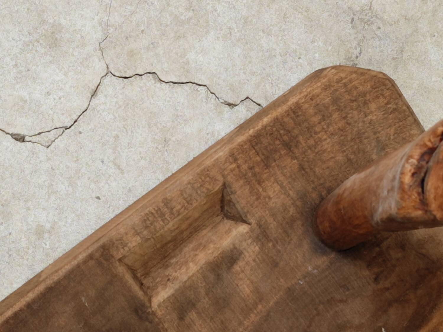 Vintage brutalist wooden stool 1