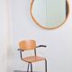 Large Mid-Century Round Pine Mirror, Denmark, 1960s
