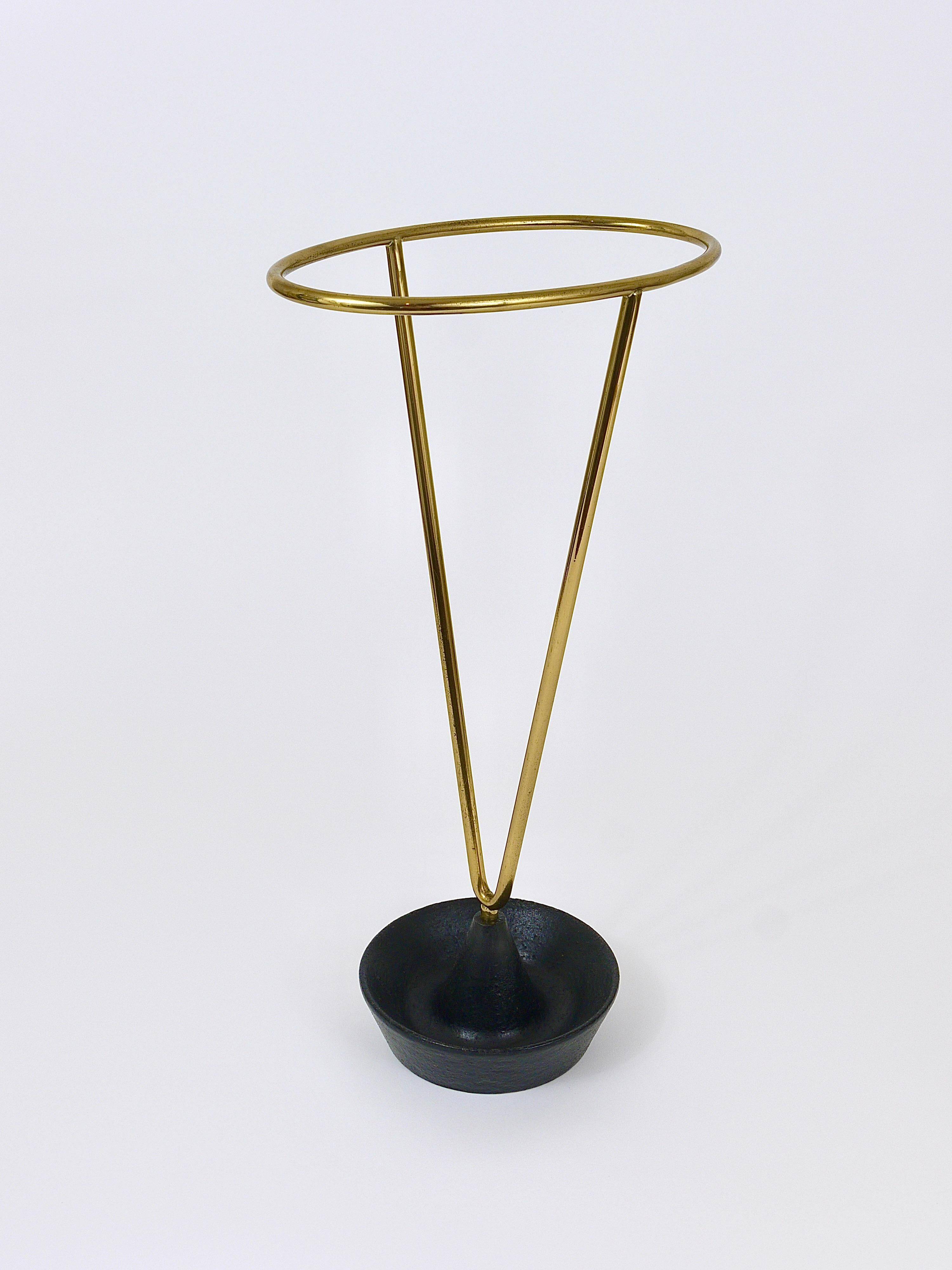 Carl Auböck Umbrella Stand in Brass and Cast Iron, Mid-Century, Austria, 1950s