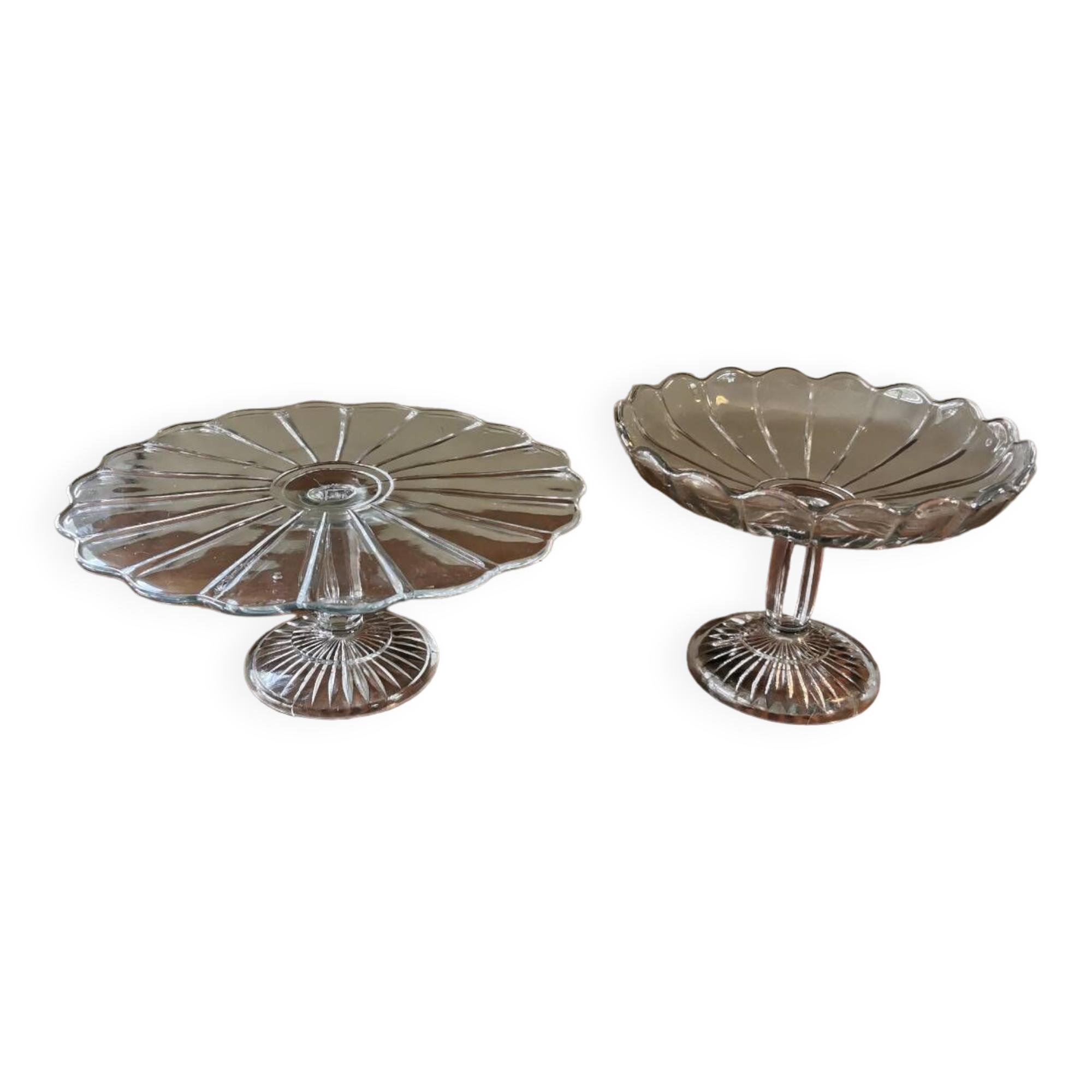 Duo old compotier and pie dish