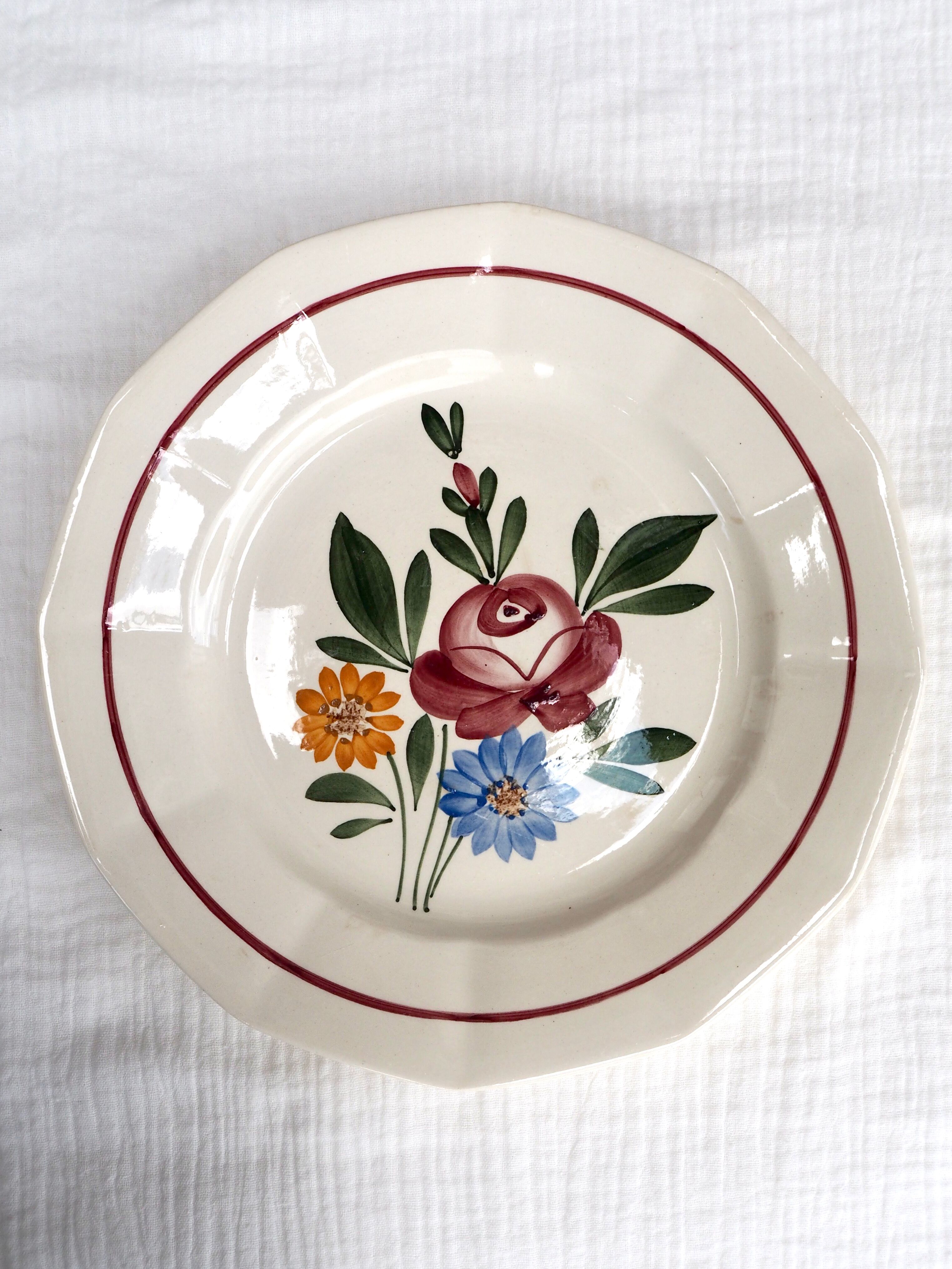 Set de 10 assiettes plates Sarreguemines, modèle Chatenois