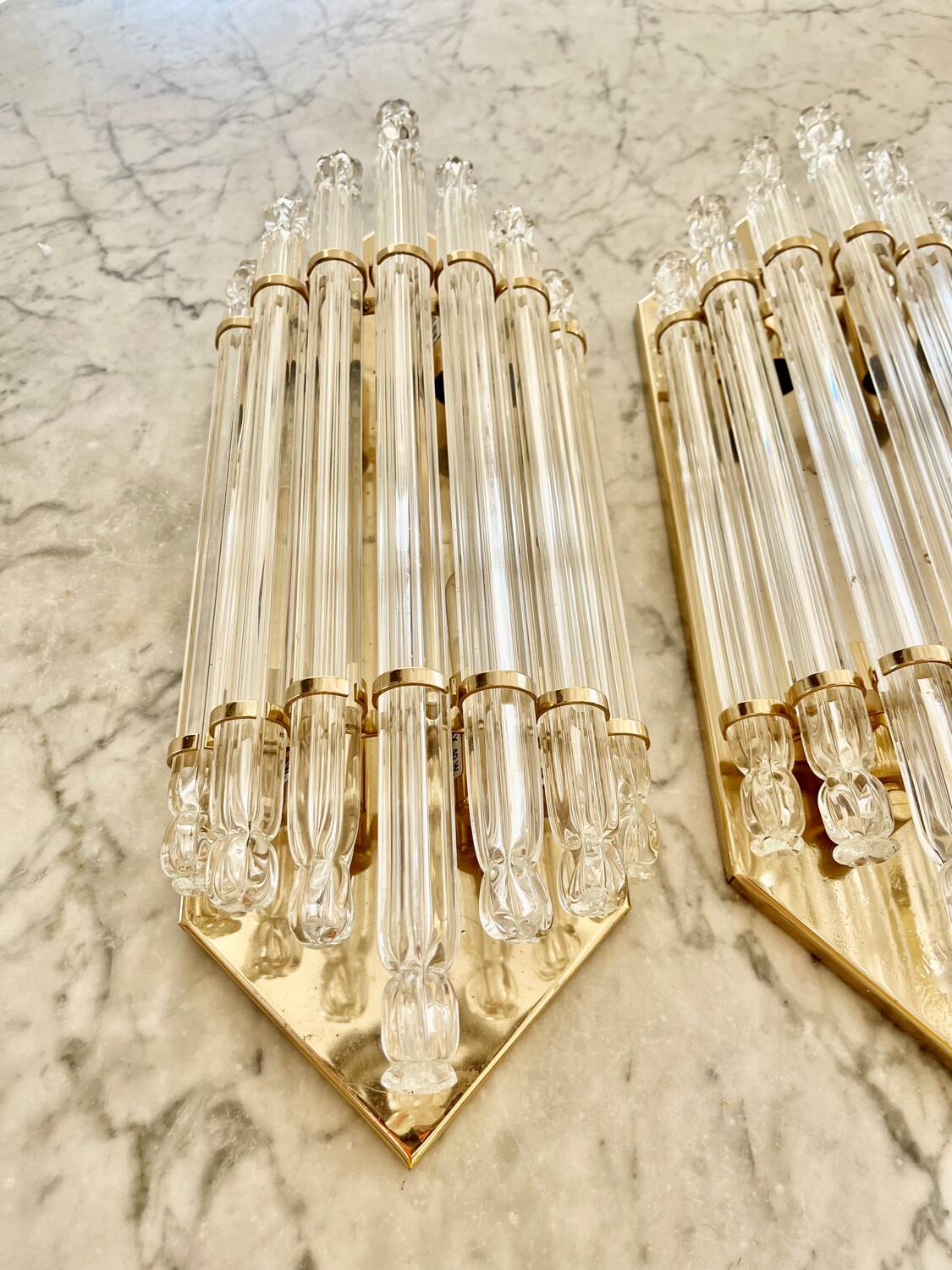 Venini wall lamps glass murano structure gold Italy 90s