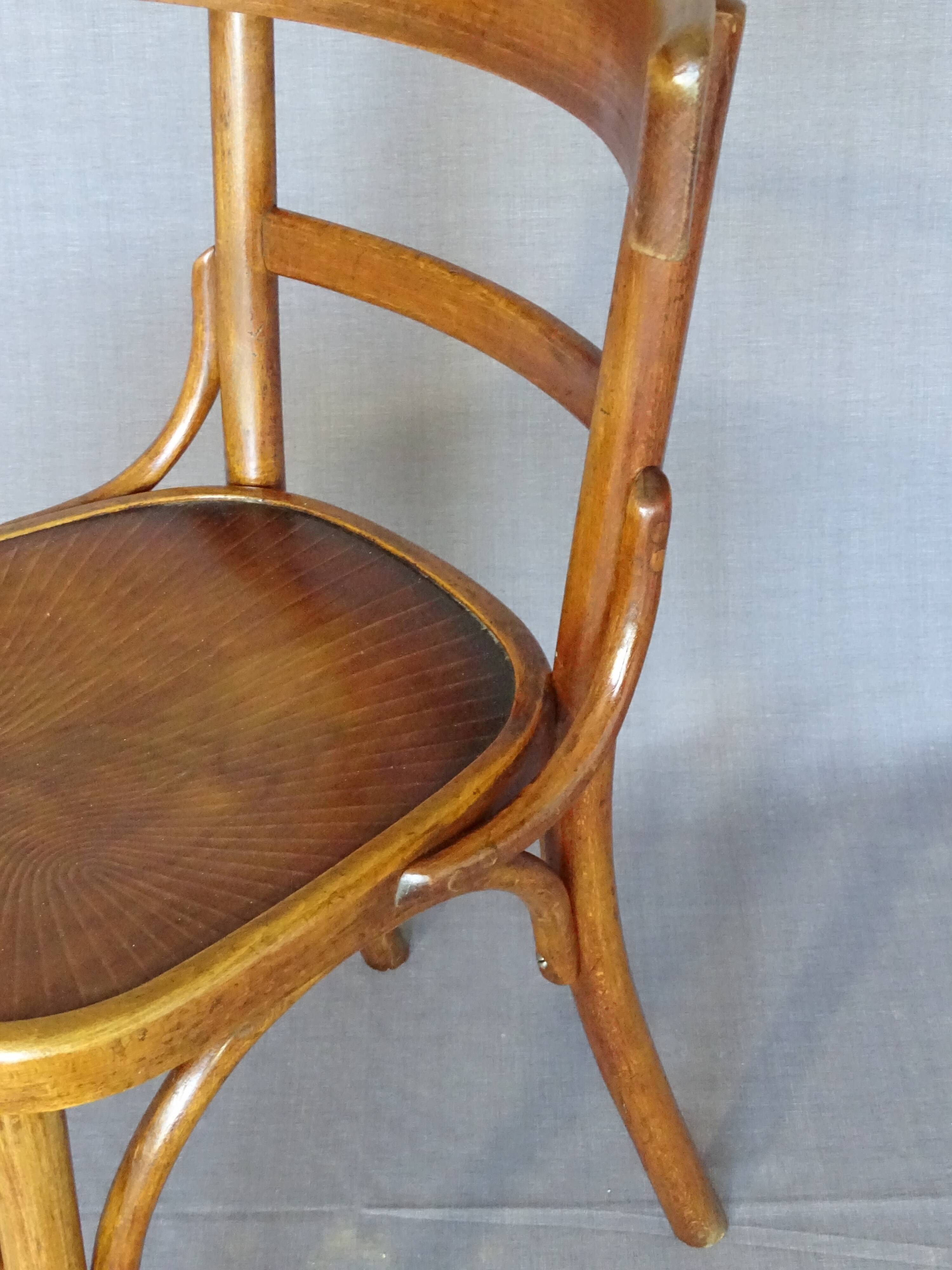 Set of 2 chairs bistro fischel 1930, wooden seats