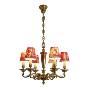 Lustre bronze vintage avec six