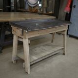 Industrial console table in fir and metal 1930