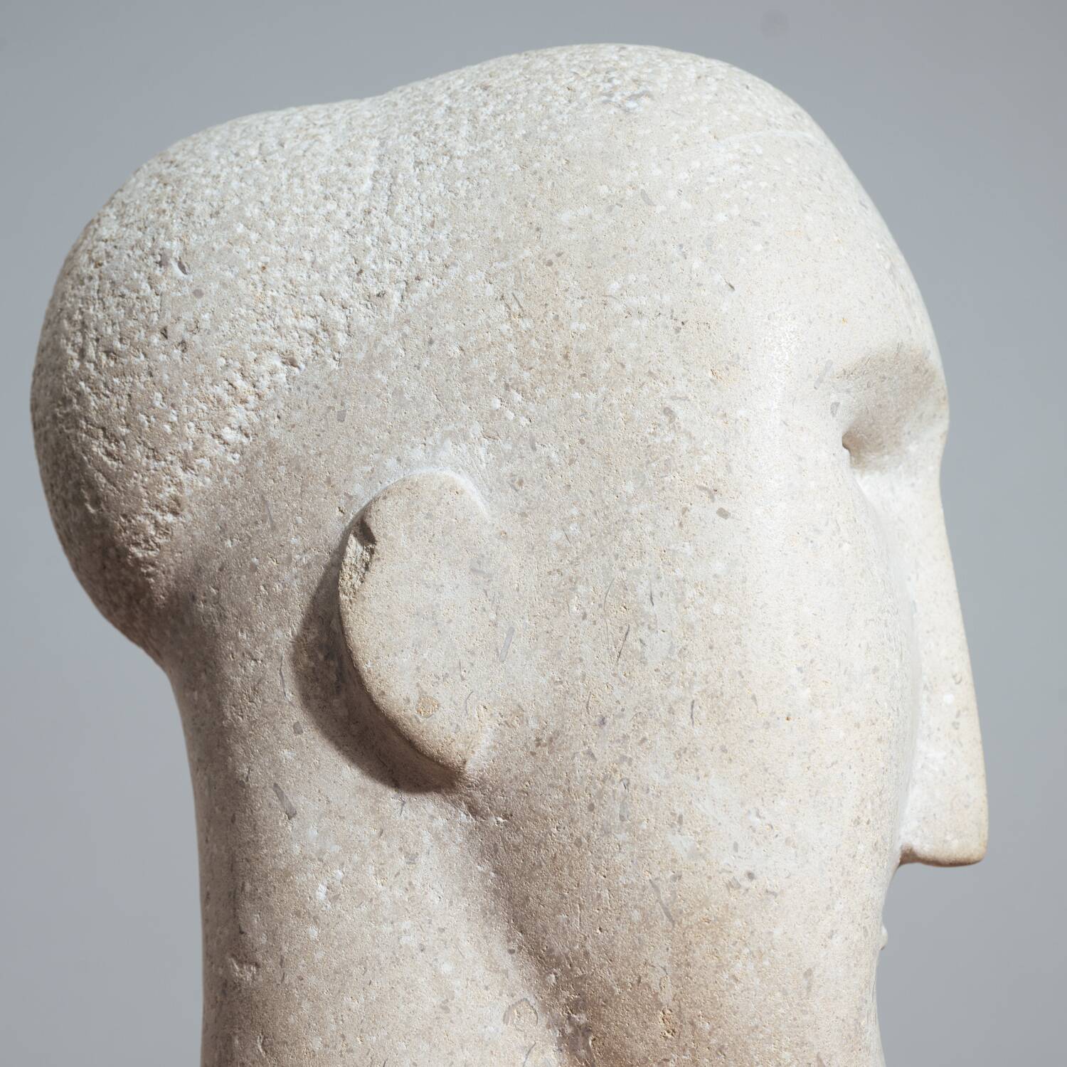 Modernist figurative sculpture bust in sandstone