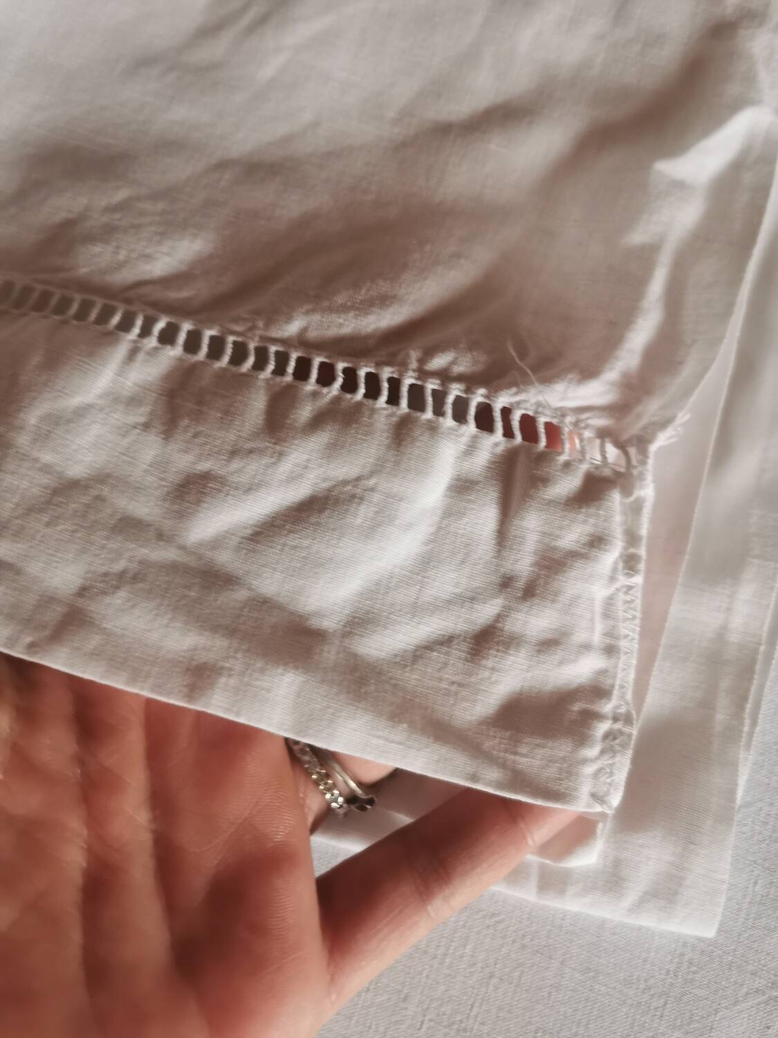 Old large linen sheet monogrammed CP