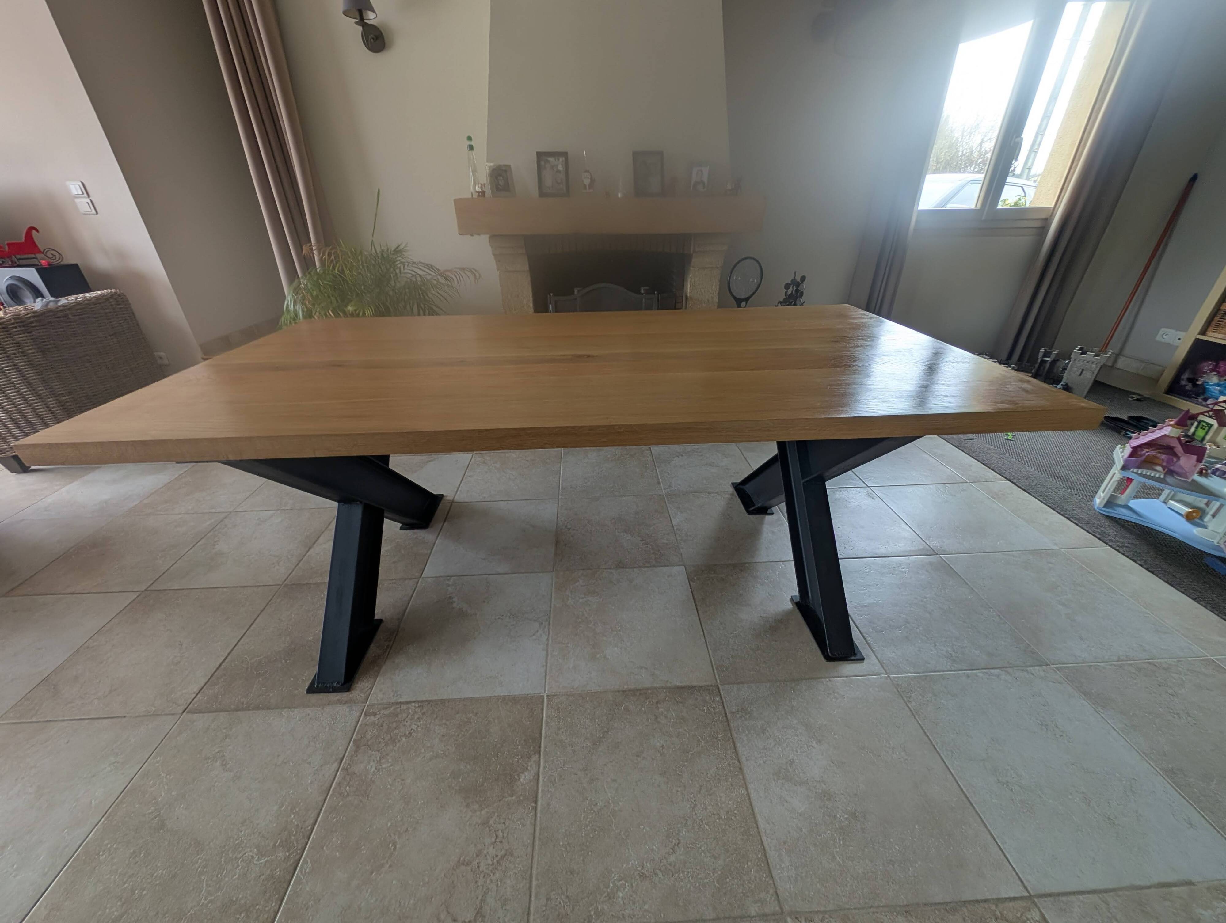 Solid Oak & IPN Steel Table - 200 x 100 - Artisan Creation