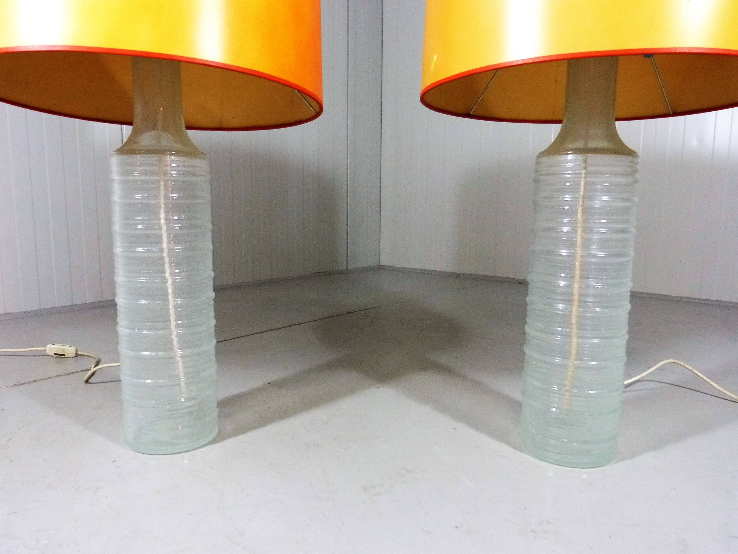 Set of 2 large glass table lamps 1960’s