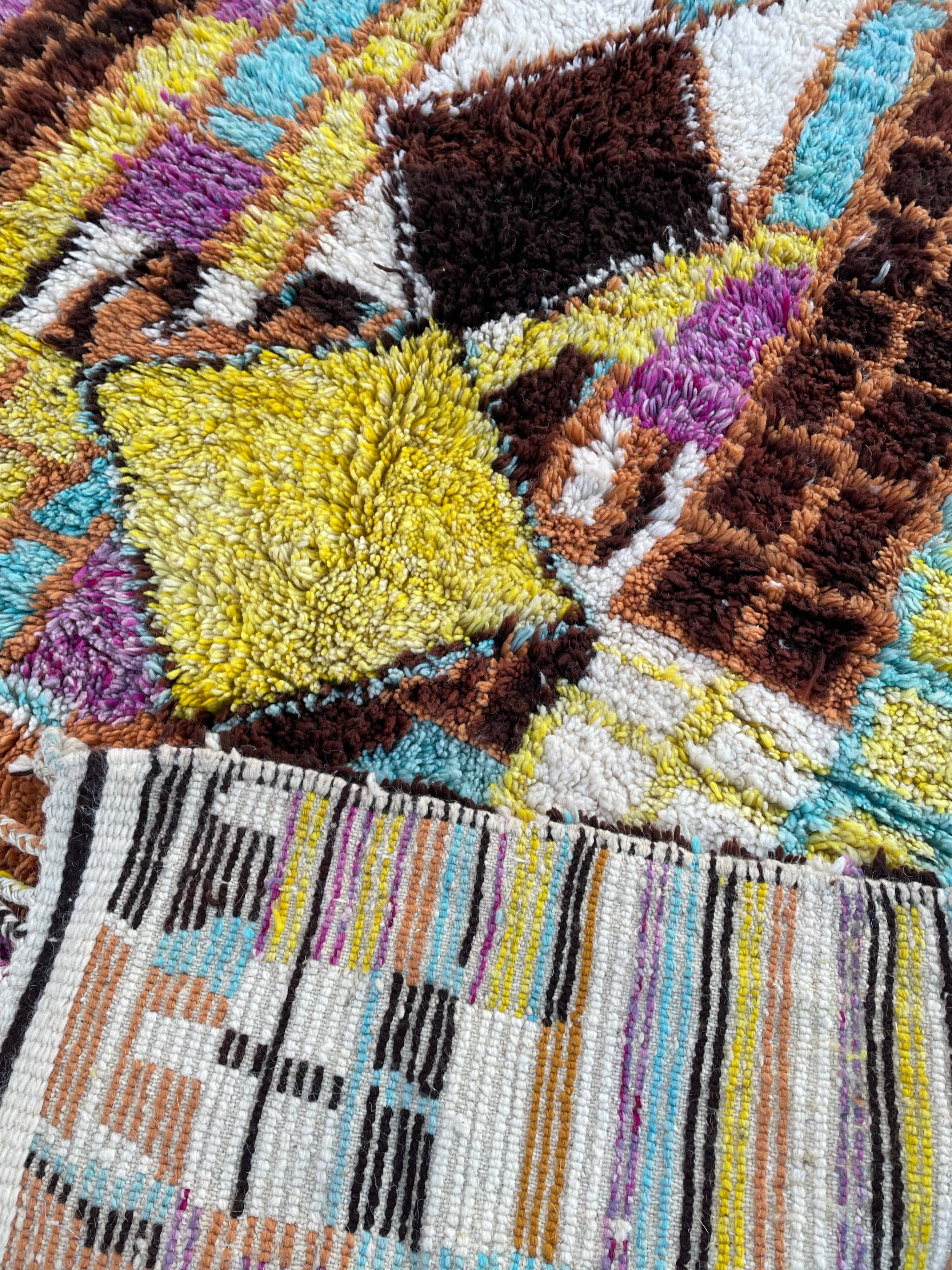Tapis Marocain Coloré – Tendance Boho – Boucherouite / Beni Ouarain – Multicolore