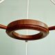 Scandinavian teak and frosted white glass chandelier, 1960.