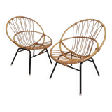 Set of 2 rattan, bamboo children's chairs Rohe Noordwolde 1950s
