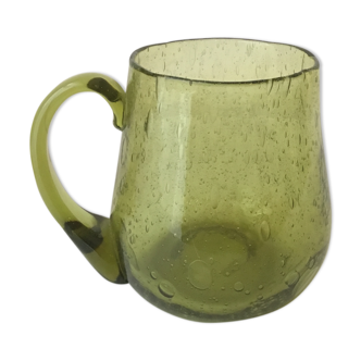 Vase with bubbled glass handle