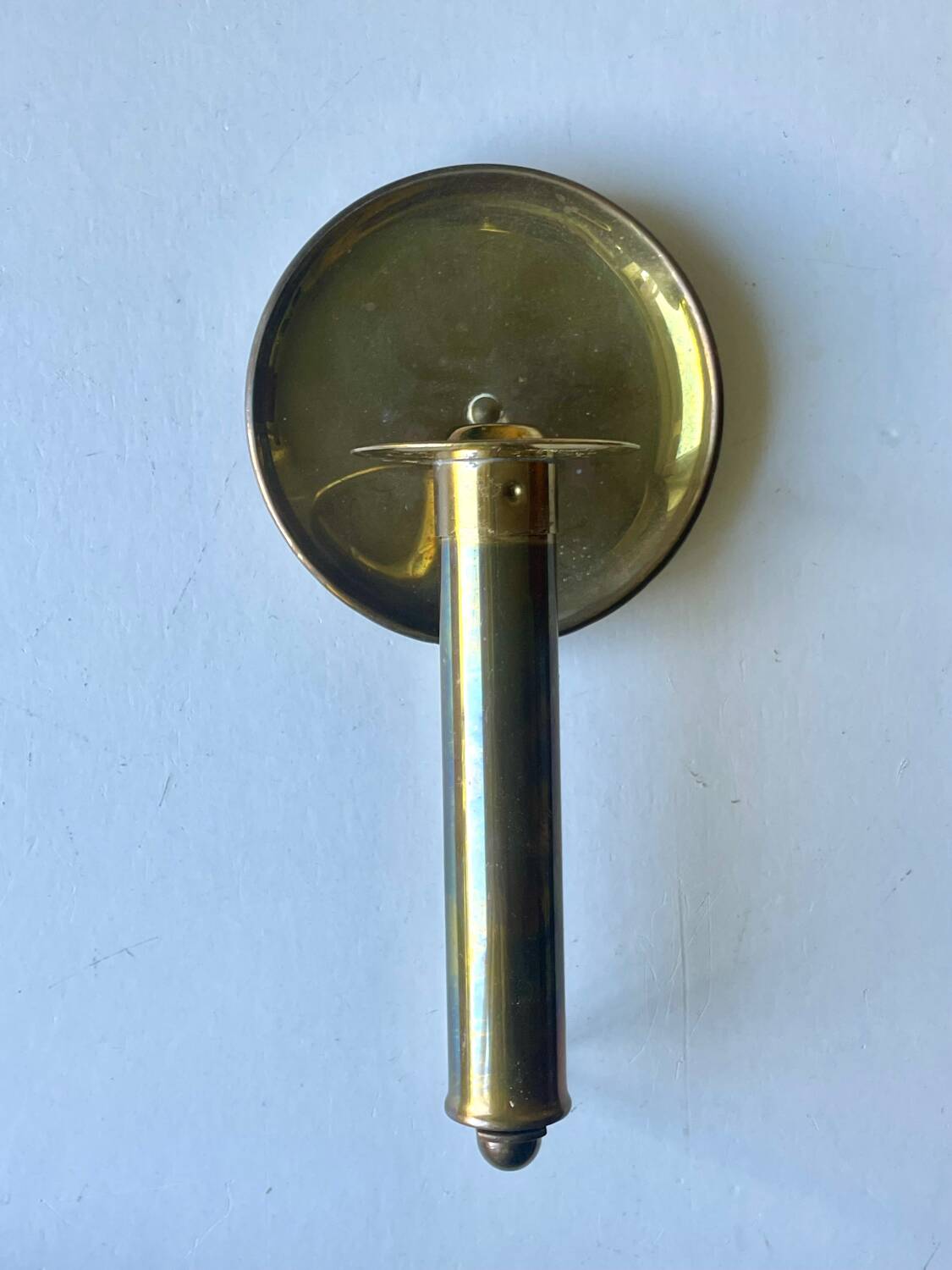 Vintage brass Scandinavian Art Deco wall candle holder sconce