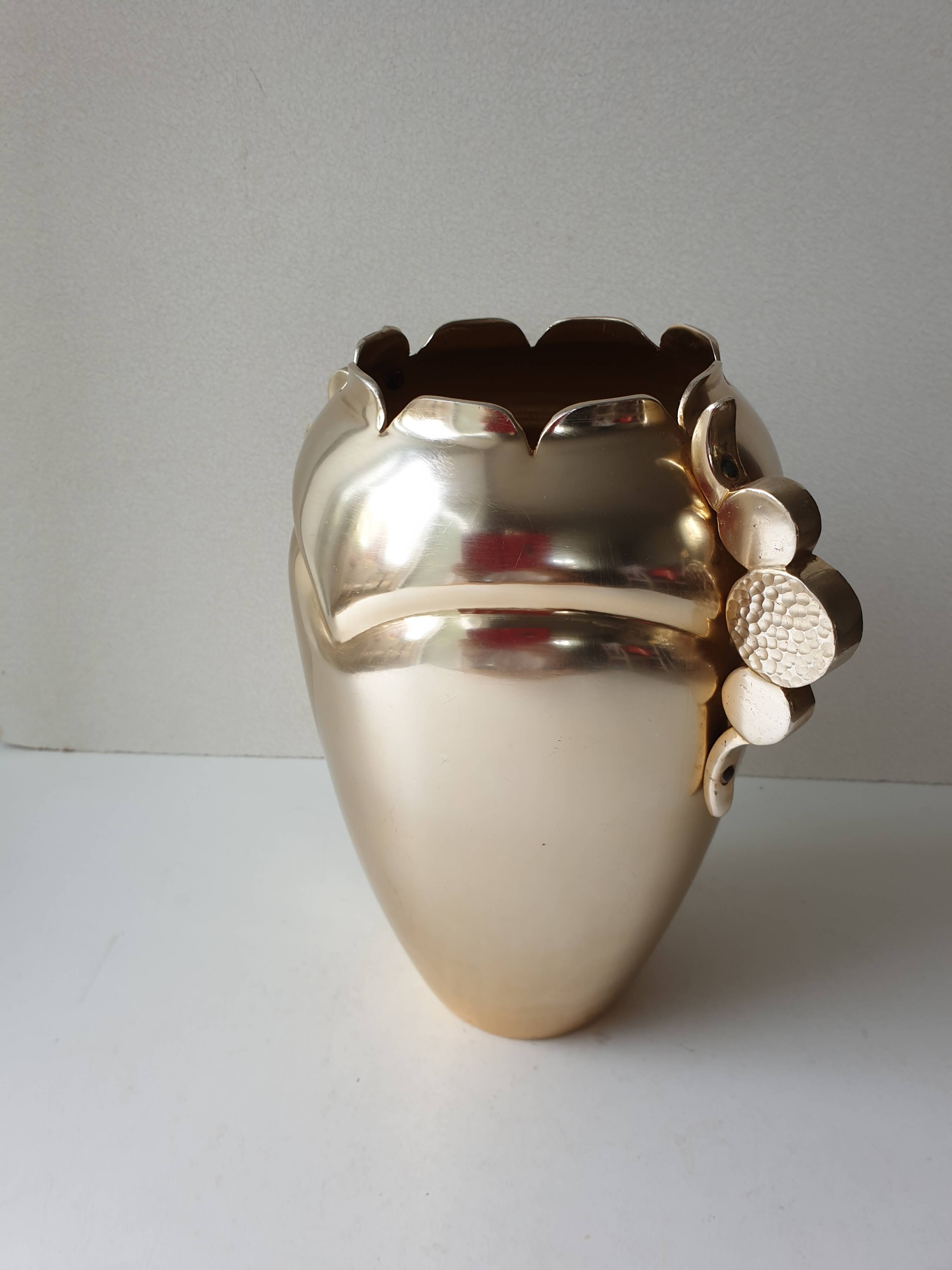 Art deco metal vase signed luxium france